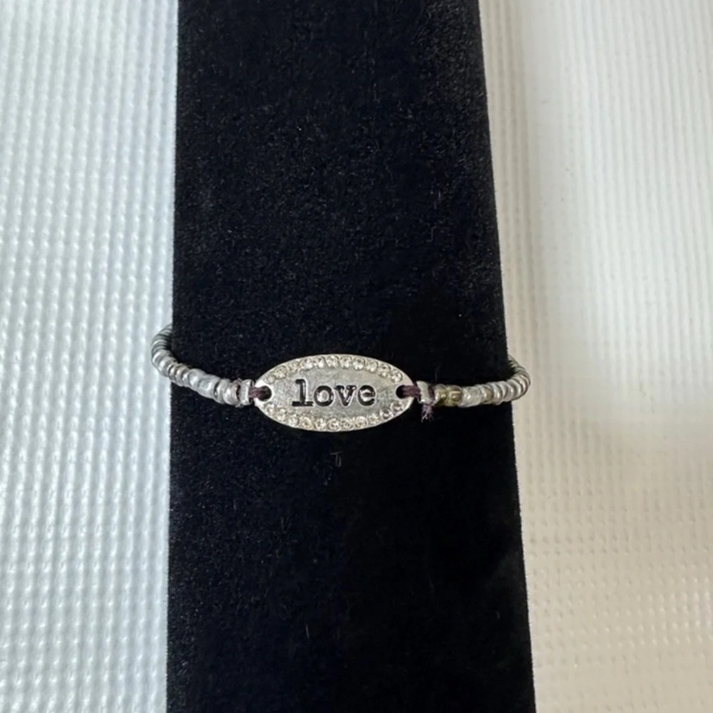 Love Beaded Silver-Tone Women's Bracelet